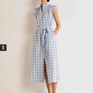 Boden Smocked Neck Gingham Dress